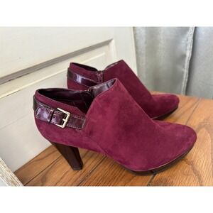 East 5th Womens Size 8 M Heel Ankle Booties Burgundy Memory Foam Buckle Boots